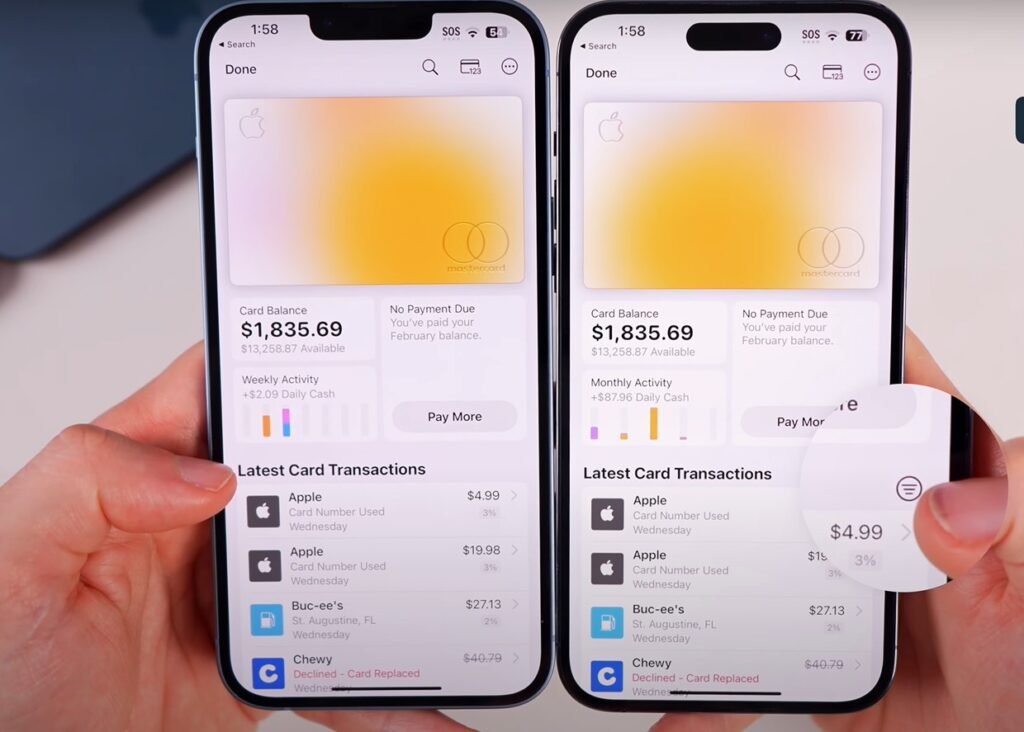 Changes to Apple Card Payment Screen